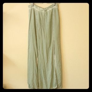 Zara Basic Mint Green Double Slit Maxi Skirt